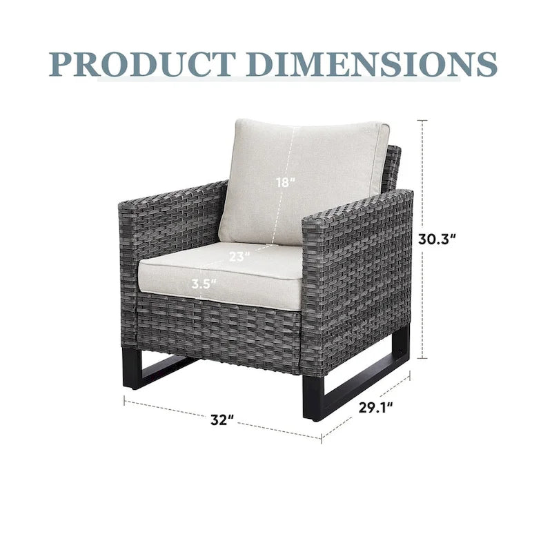 Rattan Dining Chairs Porch Chairs Outside Club Chairs - Grey