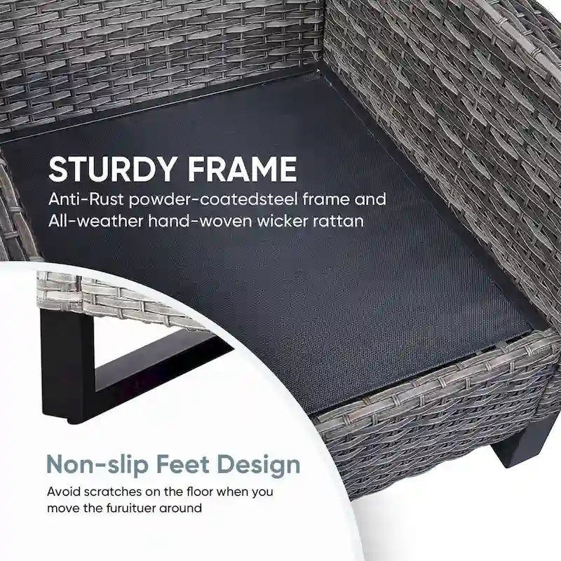 Rattan Dining Chairs Porch Chairs Outside Club Chairs - Grey