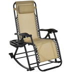 Outdoor Foldable Rocking Chairs with Pillow, Cup and Phone Holder