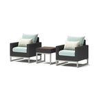 Milo Espresso 3 Piece Sunbrella Outdoor Patio Club Chairs and Side Table