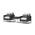 Milo Espresso 3 Piece Sunbrella Outdoor Patio Club Chairs and Side Table