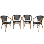 4 Pack All-Weather Commercial Paris Chairs with Arms and Metal Frame - N/A