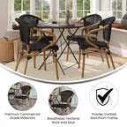 4 Pack All-Weather Commercial Paris Chairs with Arms and Metal Frame - N/A