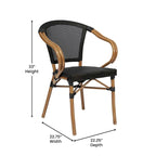 4 Pack All-Weather Commercial Paris Chairs with Arms and Metal Frame - N/A