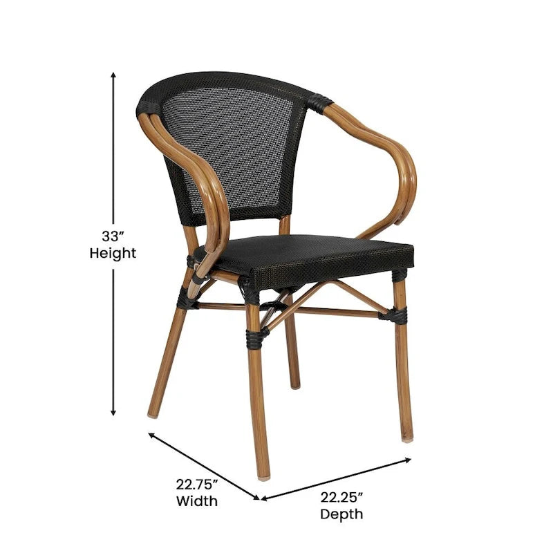 4 Pack All-Weather Commercial Paris Chairs with Arms and Metal Frame - N/A