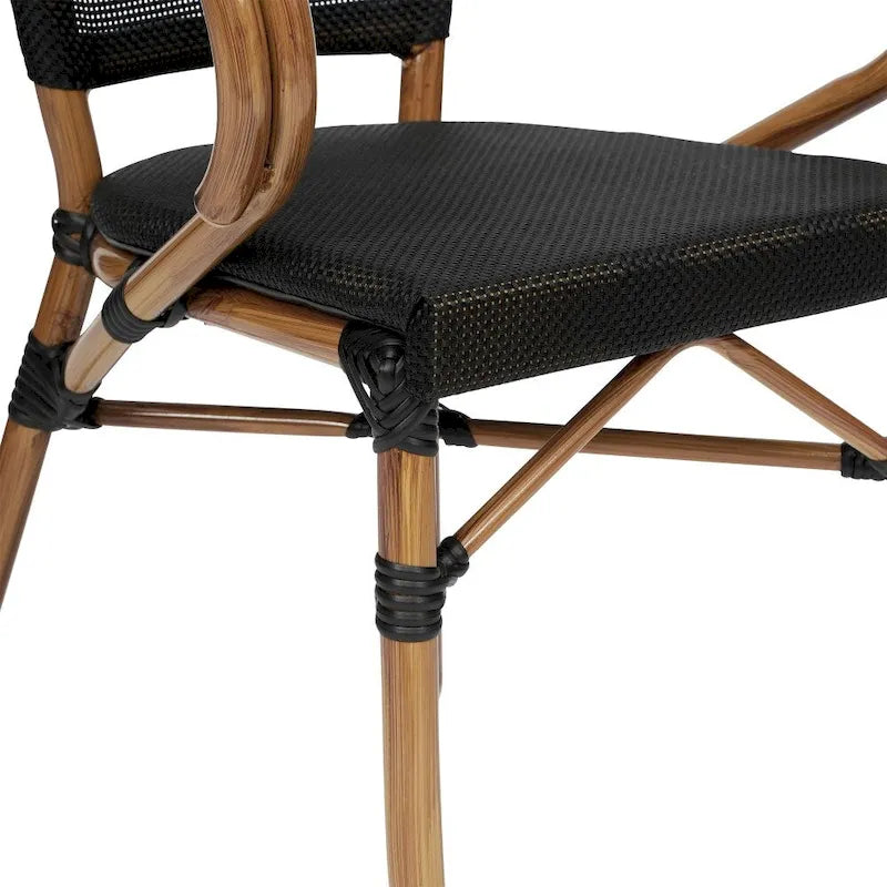 4 Pack All-Weather Commercial Paris Chairs with Arms and Metal Frame - N/A