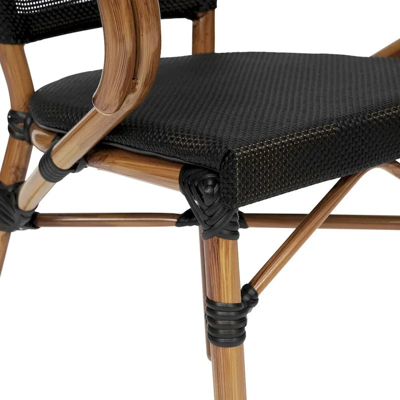 4 Pack All-Weather Commercial Paris Chairs with Arms and Metal Frame - N/A