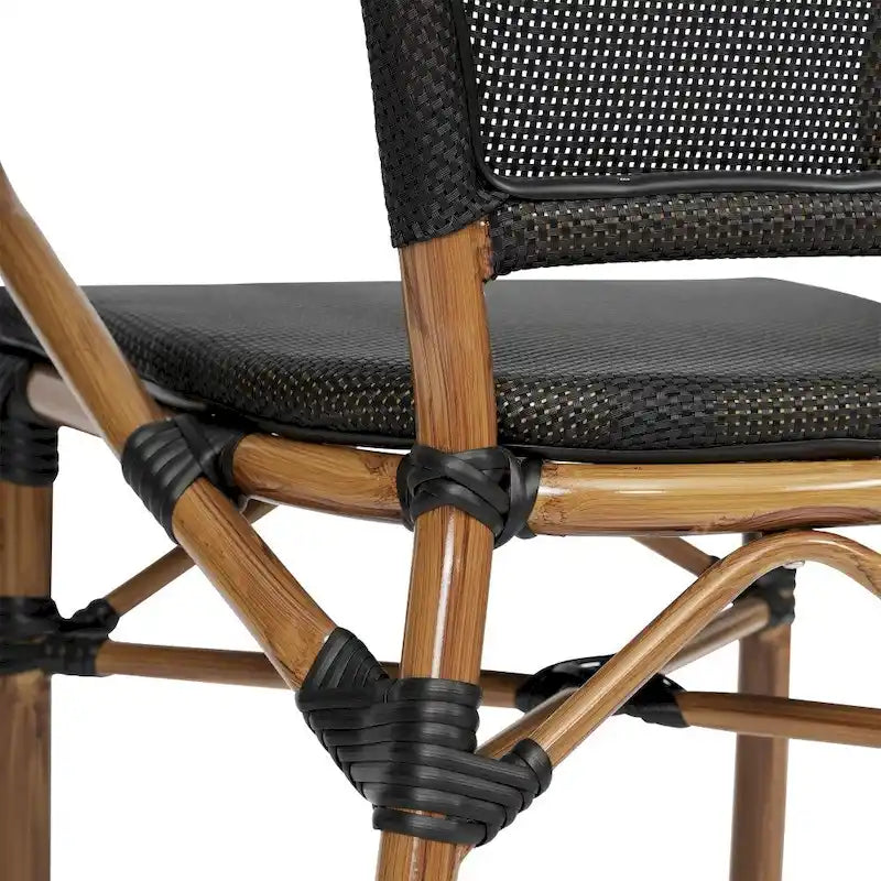 4 Pack All-Weather Commercial Paris Chairs with Arms and Metal Frame - N/A