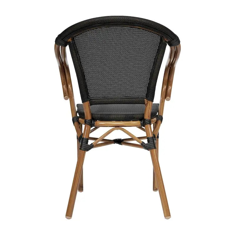 4 Pack All-Weather Commercial Paris Chairs with Arms and Metal Frame - N/A