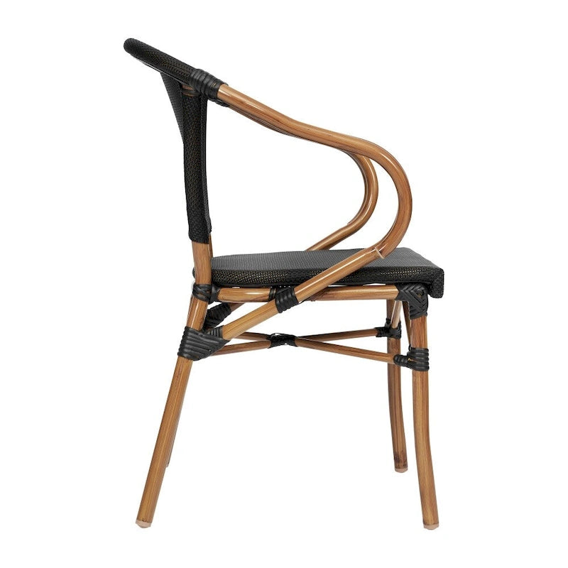 4 Pack All-Weather Commercial Paris Chairs with Arms and Metal Frame - N/A