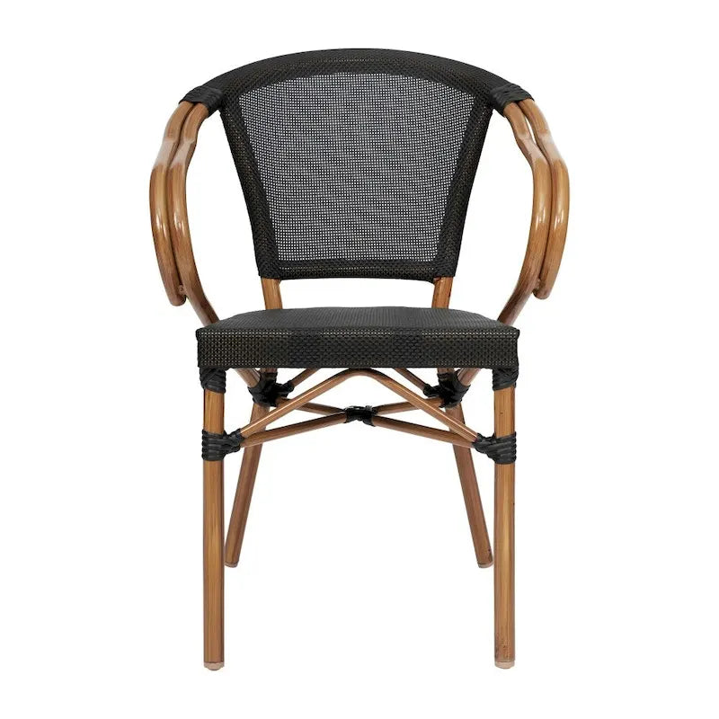 4 Pack All-Weather Commercial Paris Chairs with Arms and Metal Frame - N/A