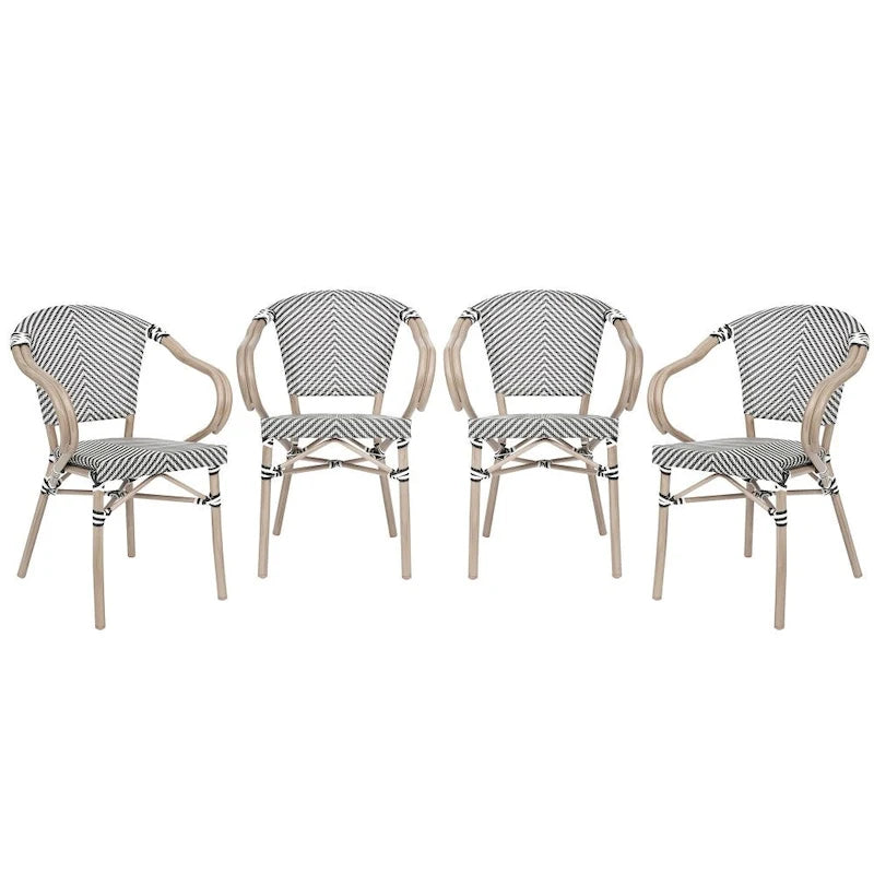 4 Pack All-Weather Commercial Paris Chairs with Arms and Metal Frame - N/A