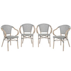 4 Pack All-Weather Commercial Paris Chairs with Arms and Metal Frame - N/A