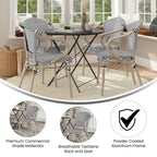 4 Pack All-Weather Commercial Paris Chairs with Arms and Metal Frame - N/A