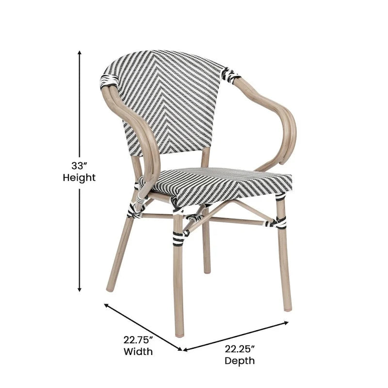 4 Pack All-Weather Commercial Paris Chairs with Arms and Metal Frame - N/A