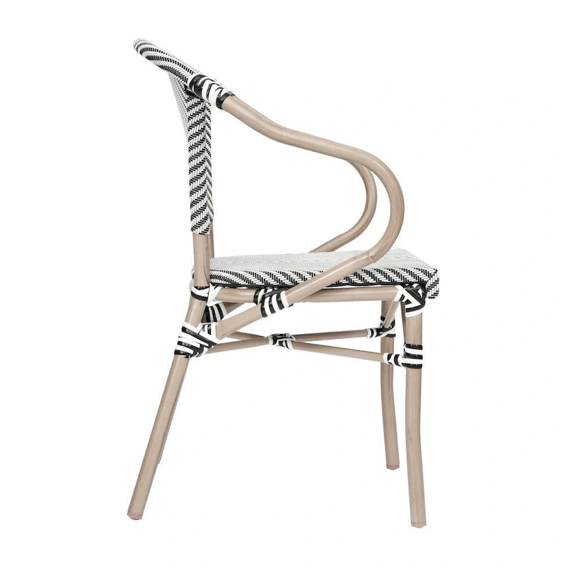 4 Pack All-Weather Commercial Paris Chairs with Arms and Metal Frame - N/A
