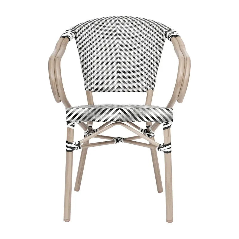 4 Pack All-Weather Commercial Paris Chairs with Arms and Metal Frame - N/A