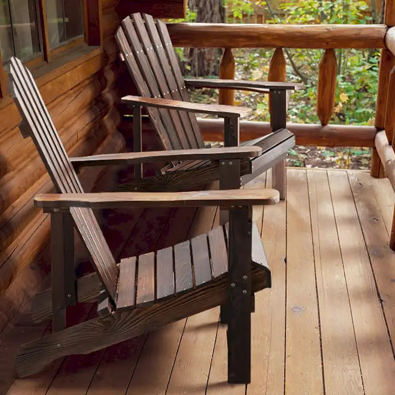 Outdoor Garden Wooden Single Chair With Footstool