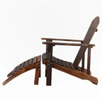 Outdoor Garden Wooden Single Chair With Footstool