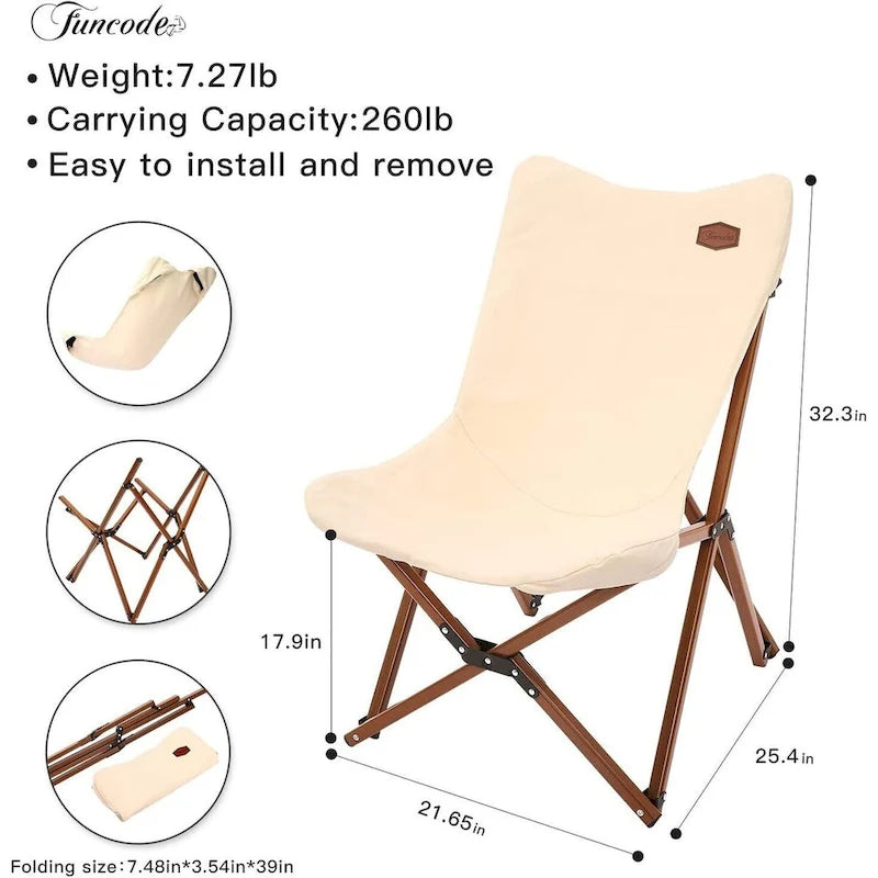 Portable Folding Canvas Camping Chair with Carry Bag for Camping, Beach, Picnic, Garden, Patio