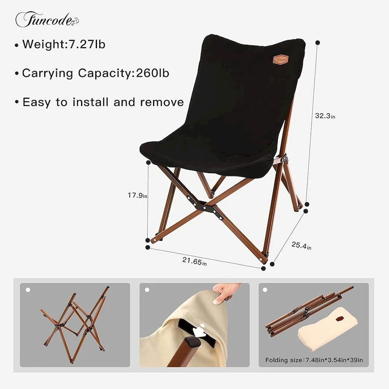 Portable Folding Canvas Camping Chair with Carry Bag for Camping, Beach, Picnic, Garden, Patio
