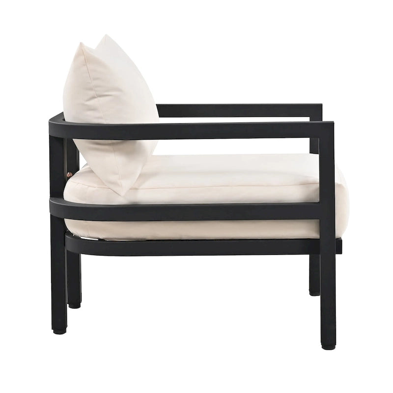 Beige 4-Piece Multi-person Outdoor Steel Sofa Set