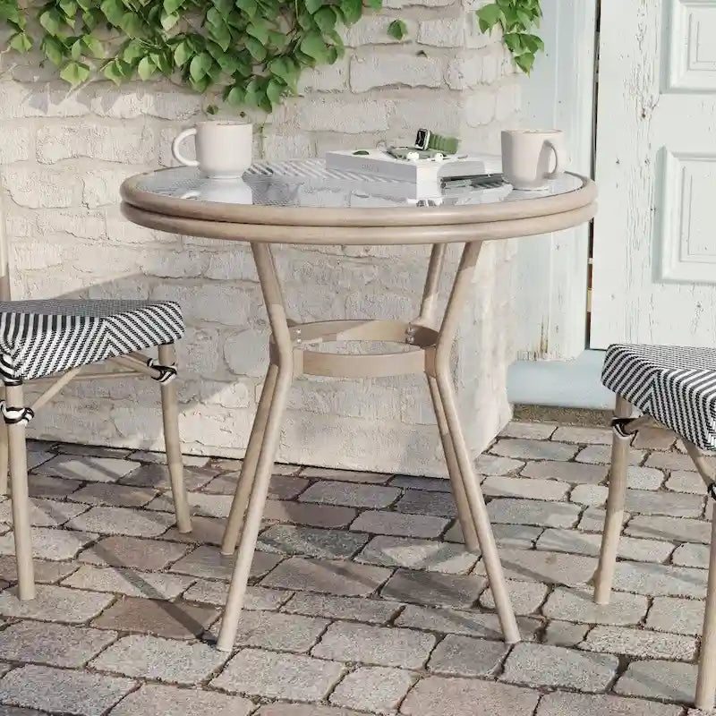 Indoor/Outdoor Commercial Glass Top Bistro Table