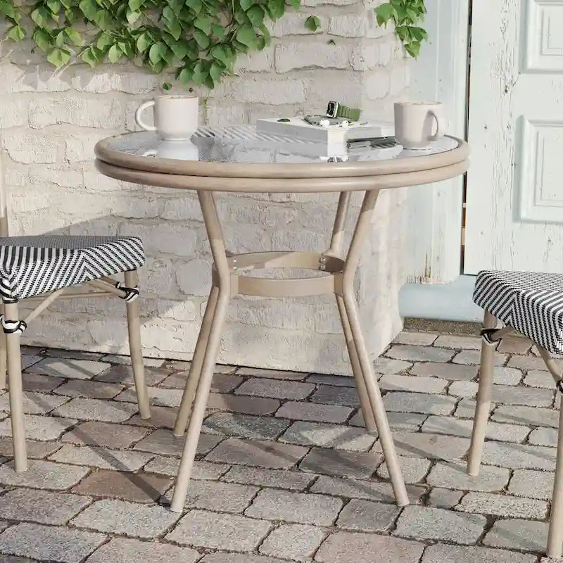 Indoor/Outdoor Commercial Glass Top Bistro Table
