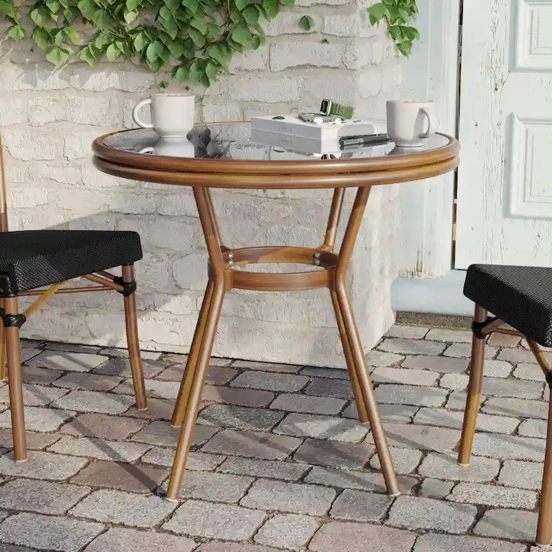 Indoor/Outdoor Commercial Glass Top Bistro Table