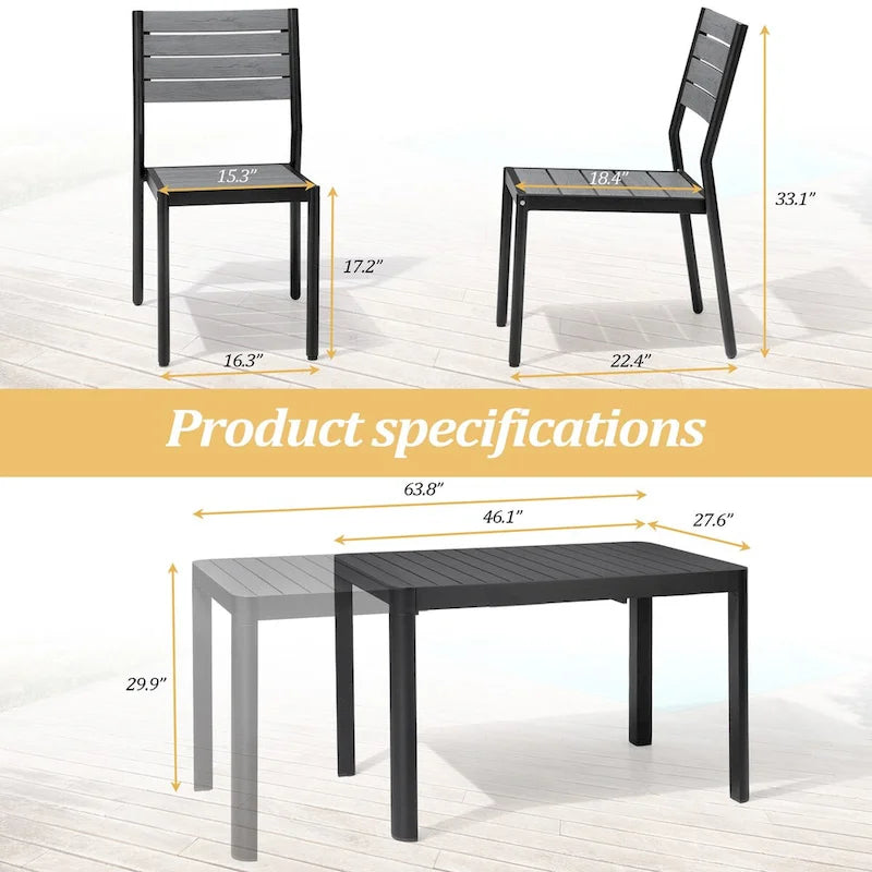 Pellebant Outdoor 5/7-Piece Patio Dining Furniture Set - N/A