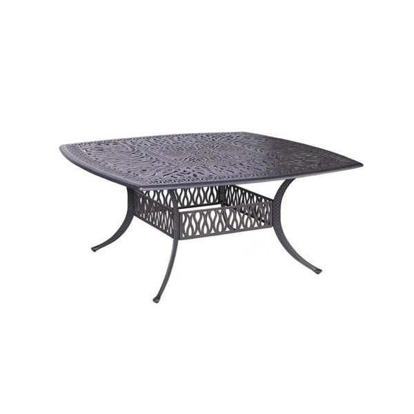 Saratoga 9-piece Gun Metal Aluminum Square Dining Set with 8 Cushioned Arm Dining Chairs