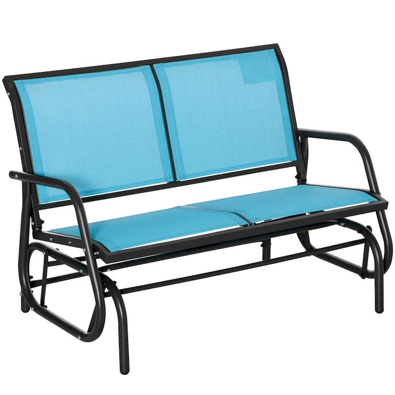 Outdoor 2-Person Glider Bench, Patio Double Swing Rocking Chair with Powder Coated Steel Frame