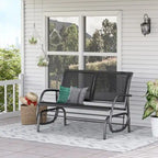 Outdoor 2-Person Glider Bench, Patio Double Swing Rocking Chair with Powder Coated Steel Frame