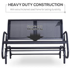 Outdoor 2-Person Glider Bench, Patio Double Swing Rocking Chair with Powder Coated Steel Frame