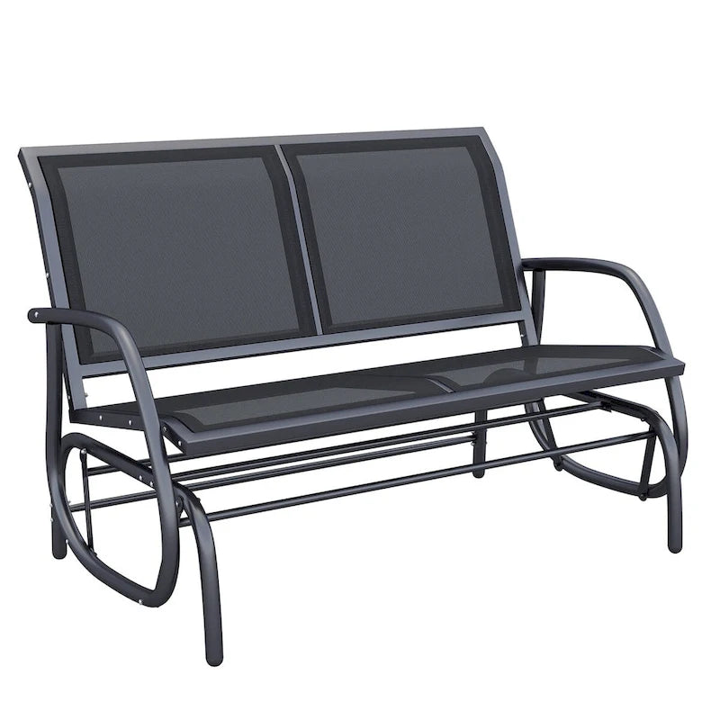 Outdoor 2-Person Glider Bench, Patio Double Swing Rocking Chair with Powder Coated Steel Frame