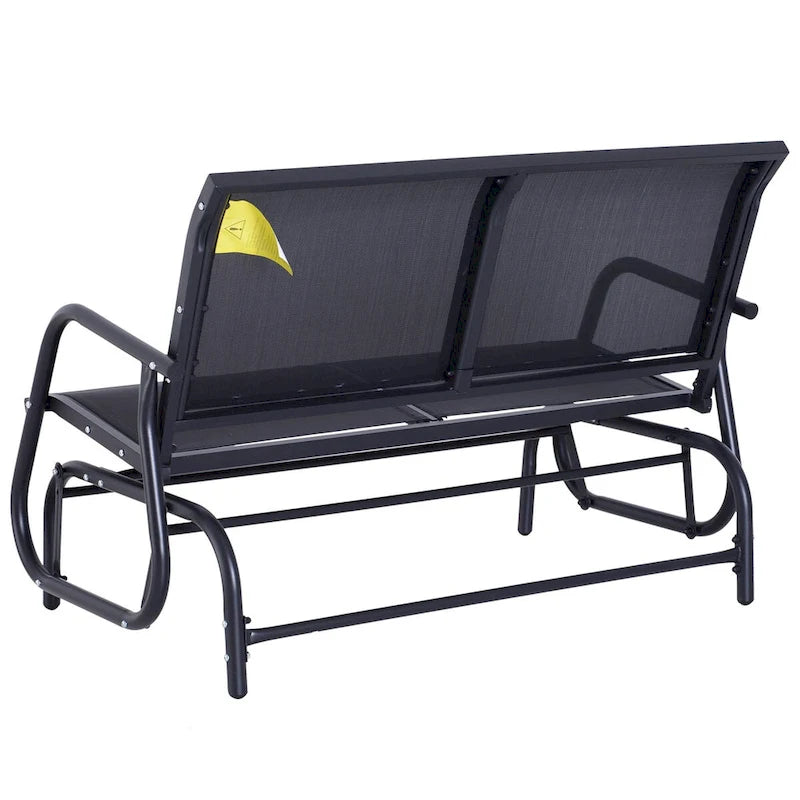 Outdoor 2-Person Glider Bench, Patio Double Swing Rocking Chair with Powder Coated Steel Frame