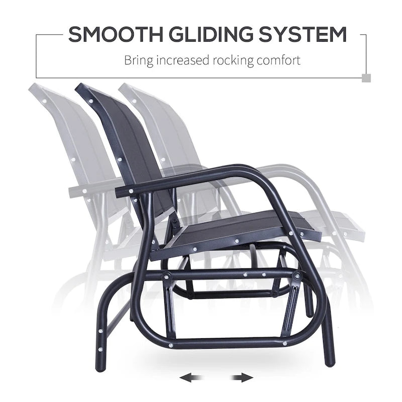 Outdoor 2-Person Glider Bench, Patio Double Swing Rocking Chair with Powder Coated Steel Frame