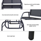 Outdoor 2-Person Glider Bench, Patio Double Swing Rocking Chair with Powder Coated Steel Frame