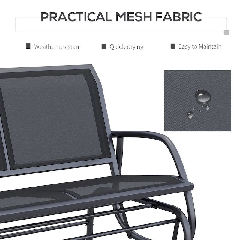 Outdoor 2-Person Glider Bench, Patio Double Swing Rocking Chair with Powder Coated Steel Frame
