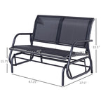 Outdoor 2-Person Glider Bench, Patio Double Swing Rocking Chair with Powder Coated Steel Frame