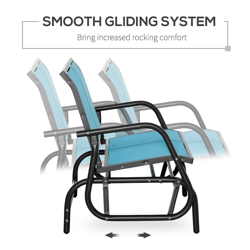 Outdoor 2-Person Glider Bench, Patio Double Swing Rocking Chair with Powder Coated Steel Frame