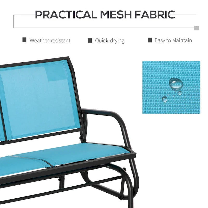 Outdoor 2-Person Glider Bench, Patio Double Swing Rocking Chair with Powder Coated Steel Frame