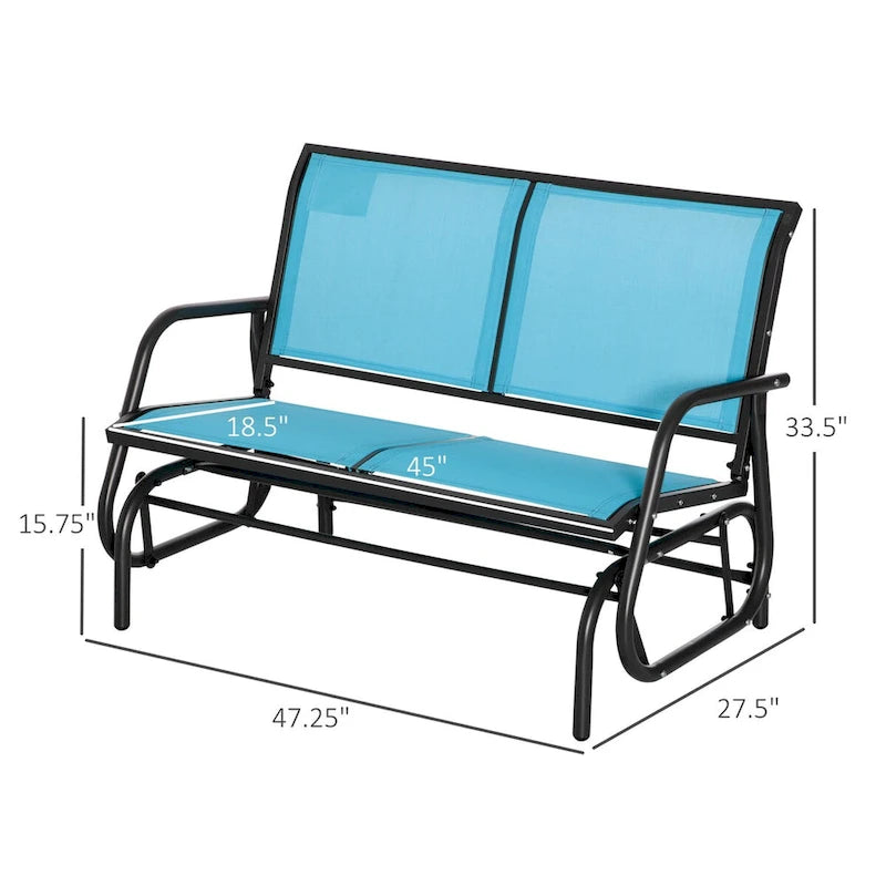 Outdoor 2-Person Glider Bench, Patio Double Swing Rocking Chair with Powder Coated Steel Frame