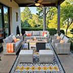 XIZZI 13-piece Outdoor Patio Furniture Wicker Seating Set with Fire Pit