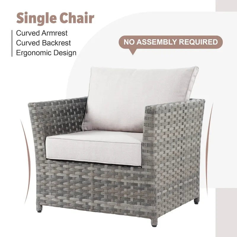 XIZZI 13-piece Outdoor Patio Furniture Wicker Seating Set with Fire Pit