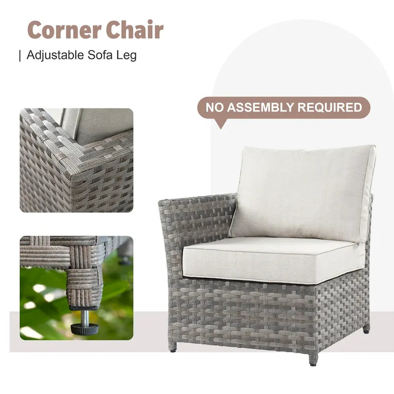 XIZZI 13-piece Outdoor Patio Furniture Wicker Seating Set with Fire Pit