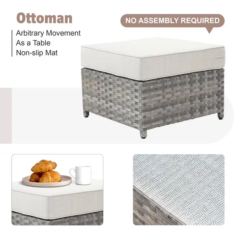 XIZZI 13-piece Outdoor Patio Furniture Wicker Seating Set with Fire Pit