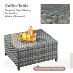 XIZZI 13-piece Outdoor Patio Furniture Wicker Seating Set with Fire Pit