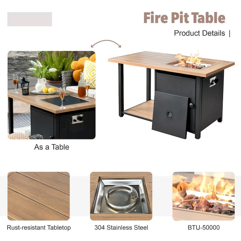 XIZZI 13-piece Outdoor Patio Furniture Wicker Seating Set with Fire Pit