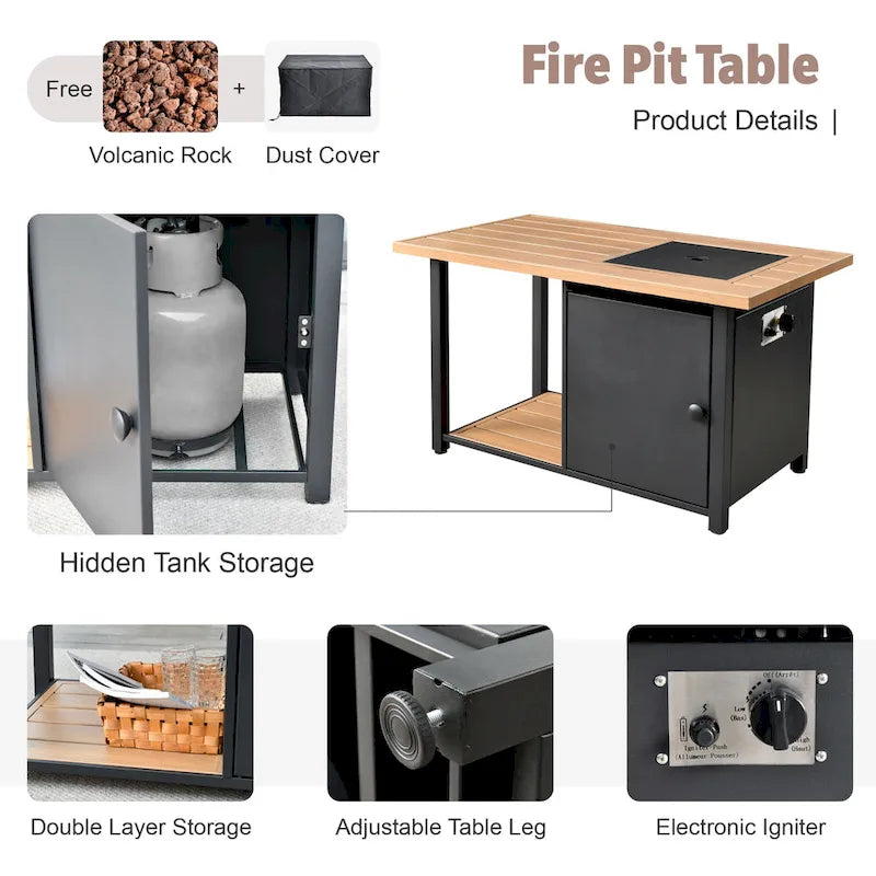 XIZZI 13-piece Outdoor Patio Furniture Wicker Seating Set with Fire Pit